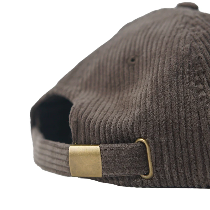 Corduroy Strapback Hat (Brown/White) - Image 3