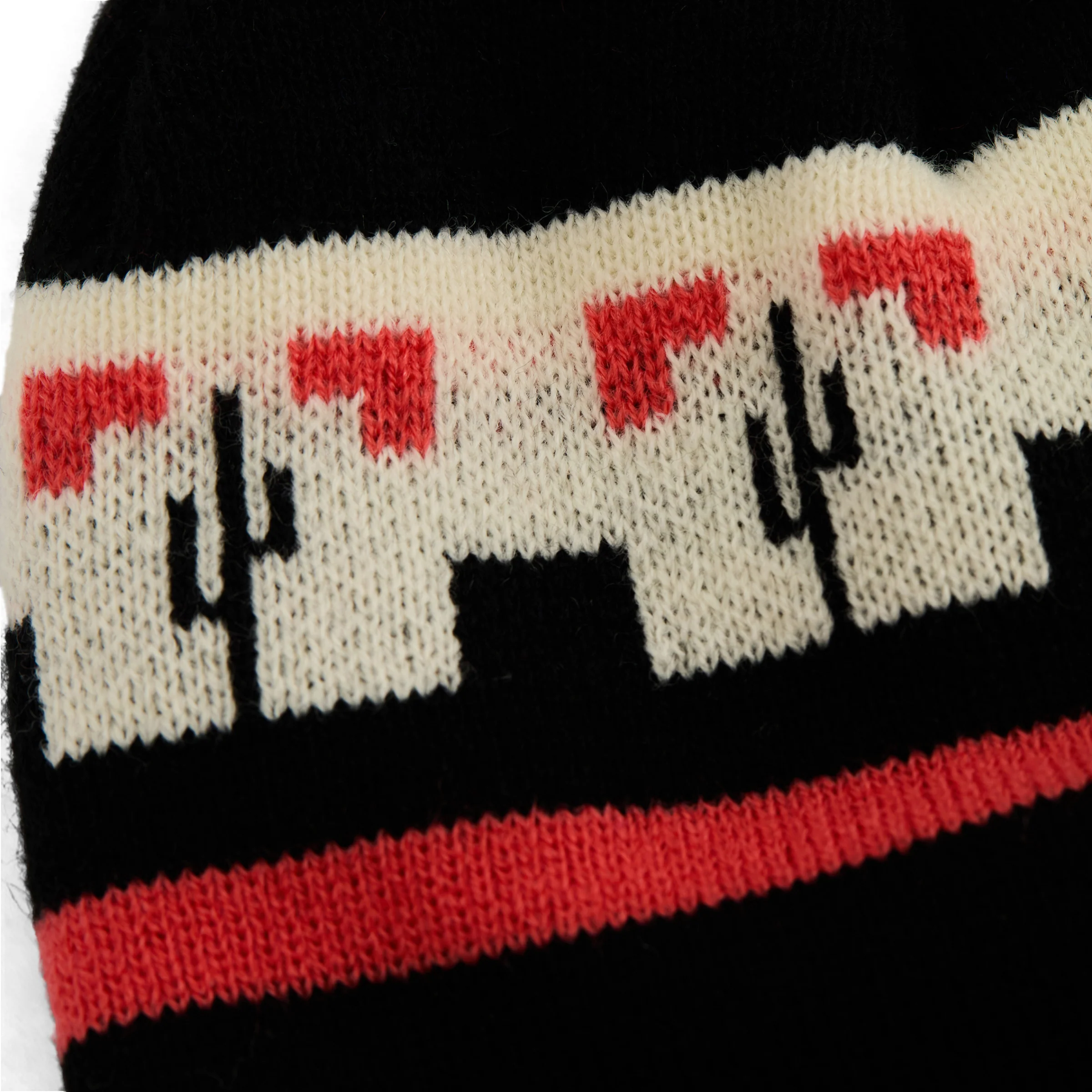 Winter Classic Knit Pom Beanie (Black/Red/Cream) - Image 3