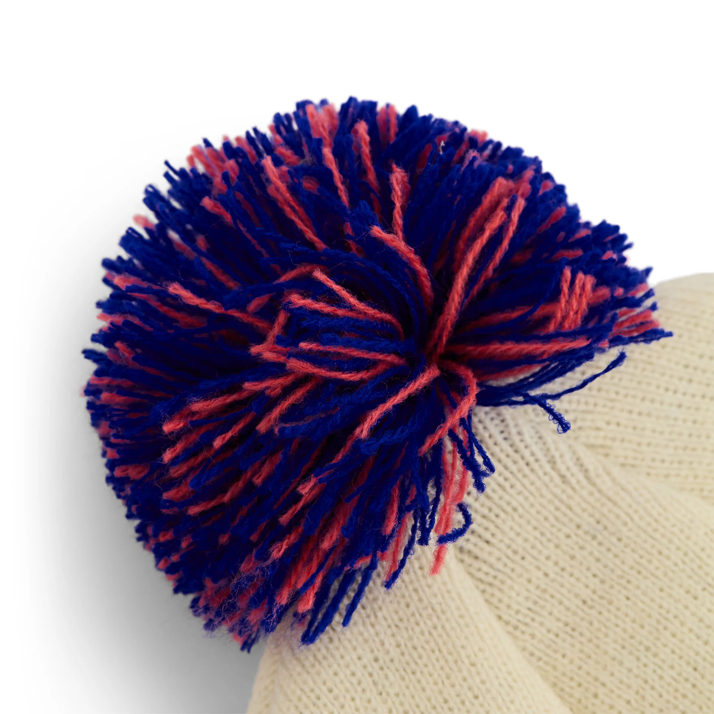 Winter Classic Knit Pom Beanie (Cream/Blue/Red) - Image 4