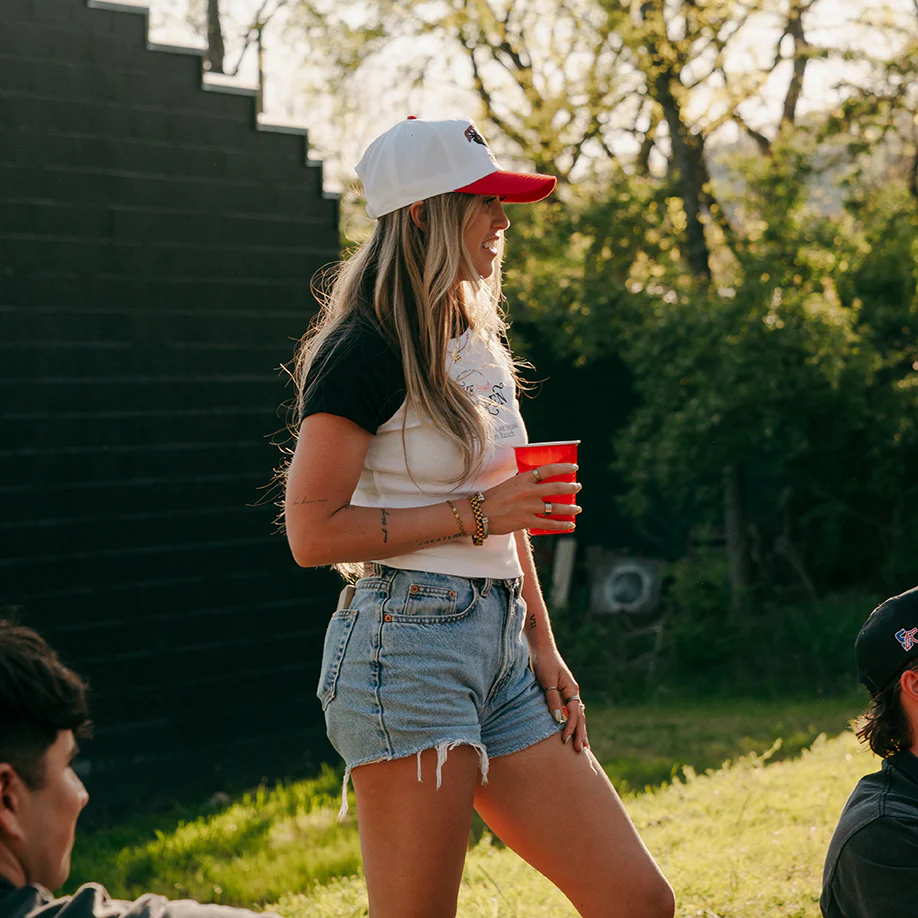 Womens Bullpen Raglan Baby Tee (White/Black) - Image 5