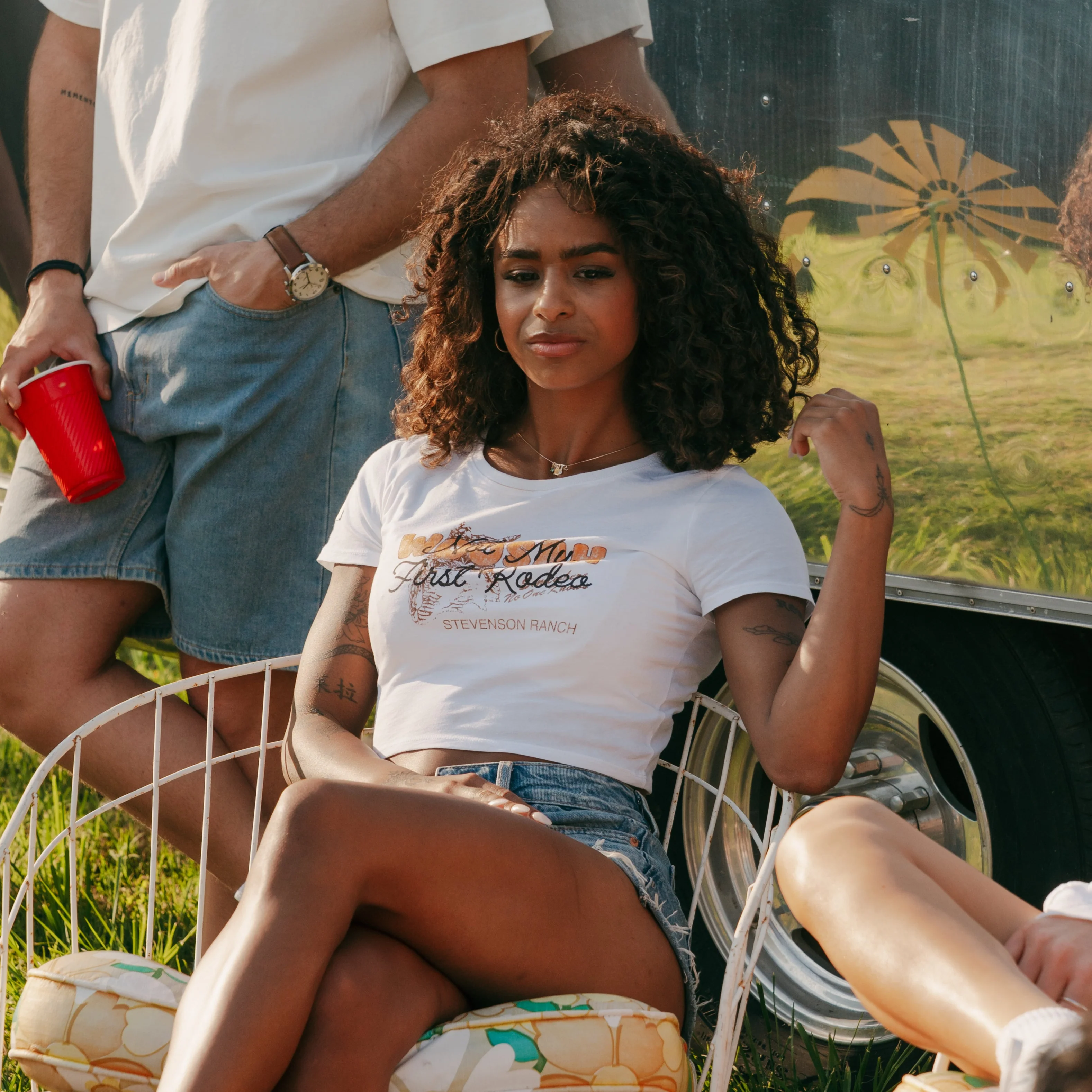 Womens Woosah Crop Tee (White) - Image 5