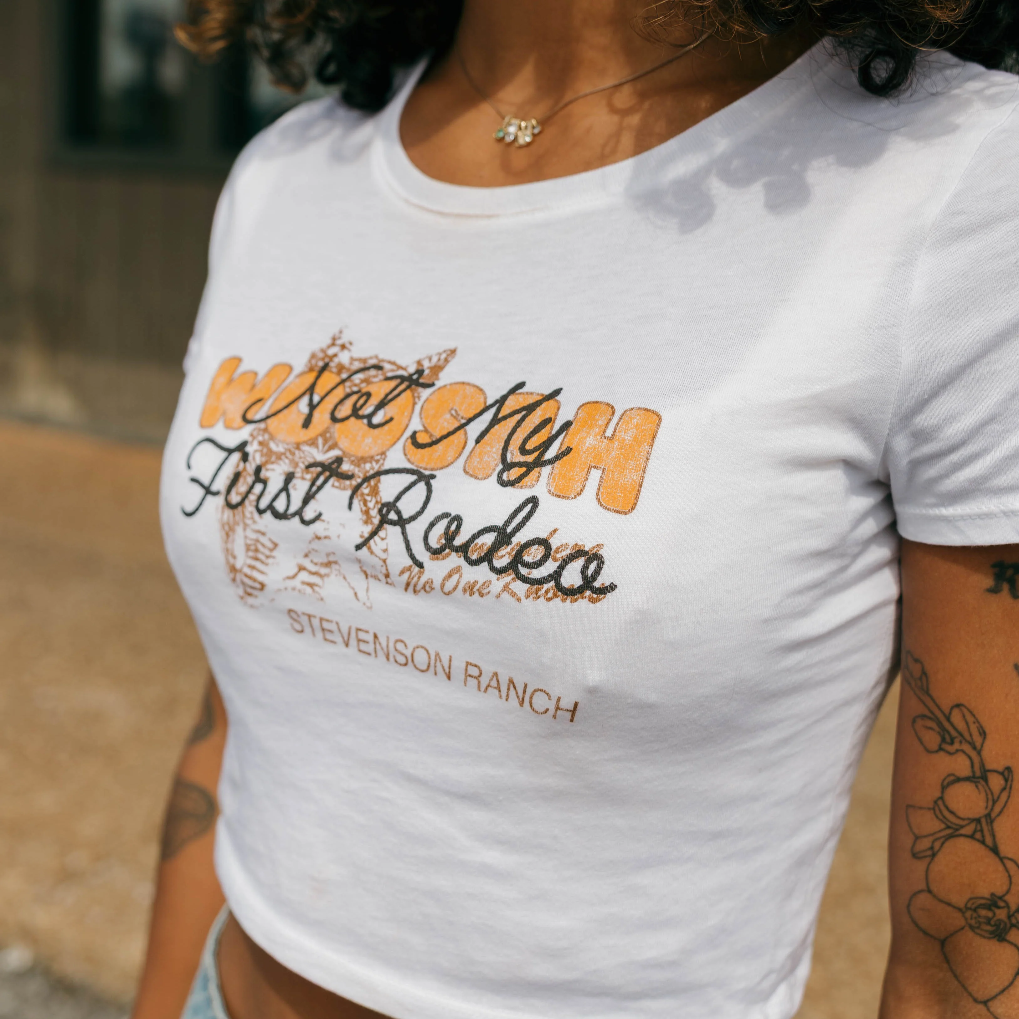 Womens Woosah Crop Tee (White) - Image 6